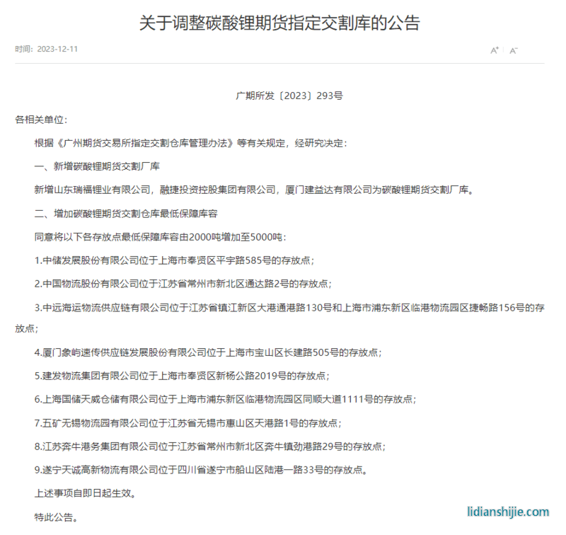 碳酸鋰期貨從近漲停到跌超5%！交割倉庫擴容影響多大？